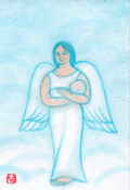 赤ちゃんを抱く天使